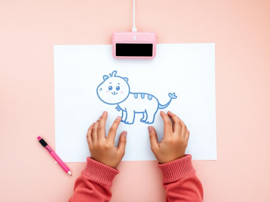 Child tracing a projected image with DoodleStar